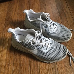 White and Gray Nike shoes